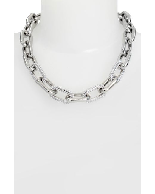 AllSaints White Imitation Pearl Link Collar Necklace