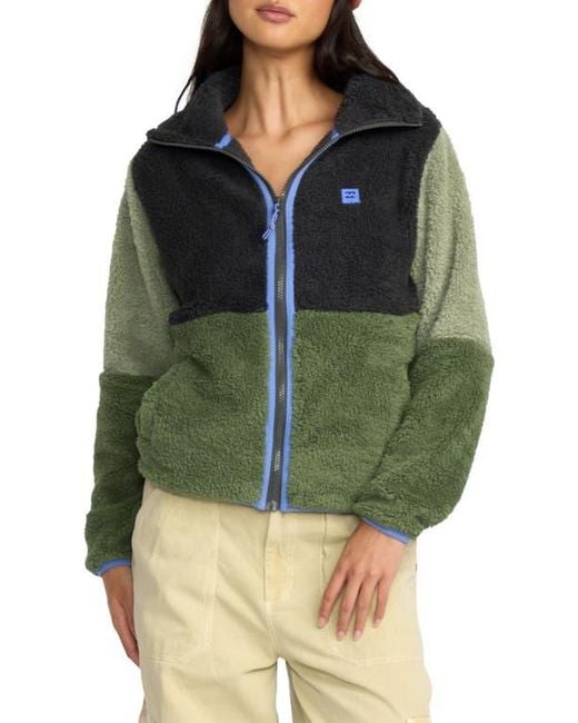 Billabong Green Switchback Zip High Pile Fleece Jacket
