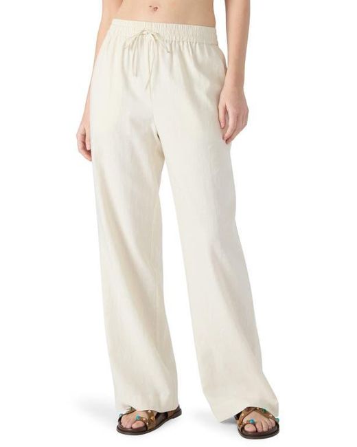 Steve Madden White Venetia Linen Blend Drawstring Pants