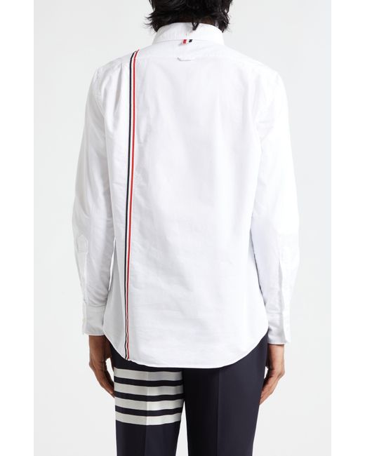 Thom Browne White Straight Fit Cotton Poplin Button-down Shirt for men