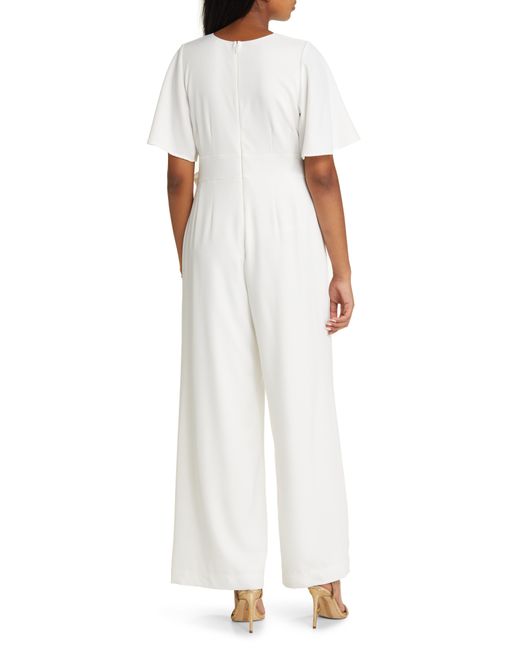 Kiyonna Karina Crepe Faux Wrap Jumpsuit in White Lyst