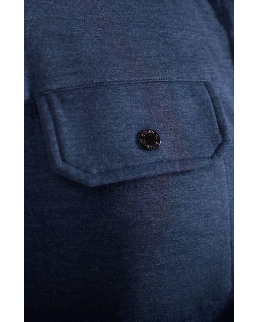Bugatchi Blue Heathered Kint Snap-Up Shirt Jacket for men