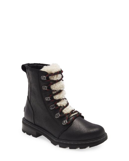 Sorel Lennox Genuine Shearling Trim Waterproof Laceup Boot in Black Lyst