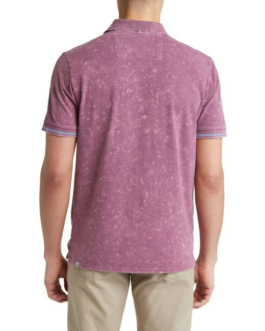 Stone Rose Purple Tipped Acid Wash Performance Jersey Polo for men