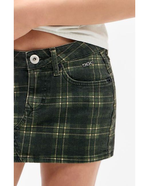BDG Black Plaid Denim Ultra Miniskirt