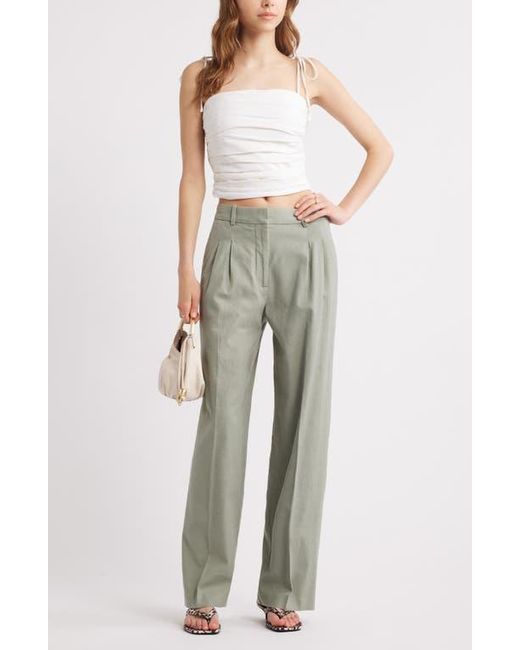 Open Edit Green Everyday Linen Blend Pants