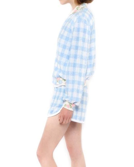 Anna Sui Blue Gingham Terry Jacket