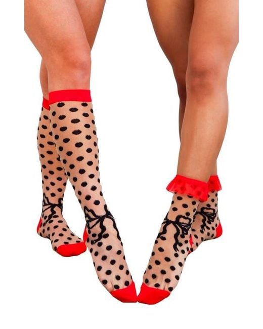 Sock Candy Red Assorted 2-Pack Sheer Polka Dot Socks