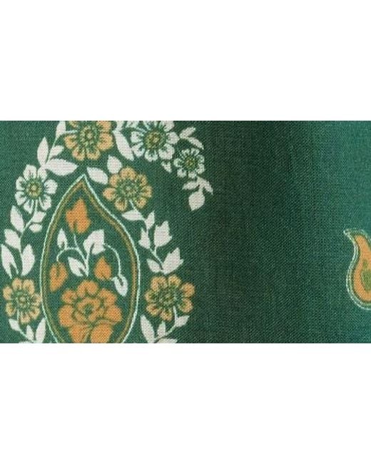 Farm Rio Green Tayla Paisley Cotton Button-Up Shirt