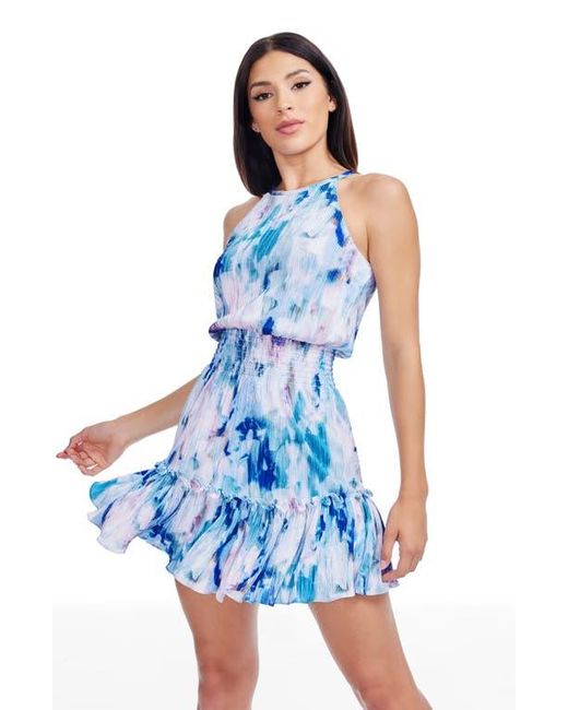 Dress the Population Blue Kaylee Print Fit & Flare Minidress