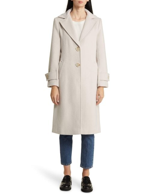 Sam Edelman Notch Collar Longline Wool Blend Coat in Natural Lyst