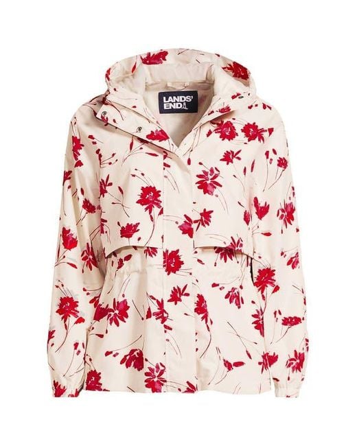 Lands' End Red Squall Packable Rain Jacket