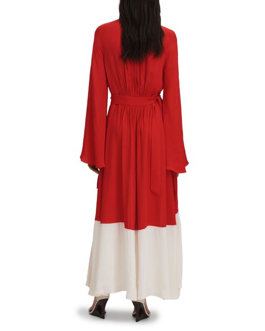 Reiss Red Luella Colorblock Long Sleeve Dress