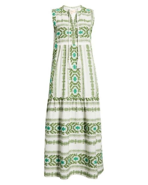 Elan Women's Green Sleeveless Cotton Cover-Up Midi Dress - benaras.co