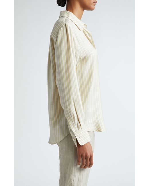Paloma Wool Natural Lorenzo Stripe Silk Button-up Shirt