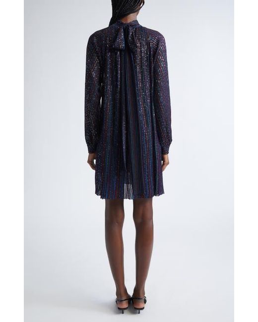 Missoni Blue Sequin Stripe Long Sleeve Minidress