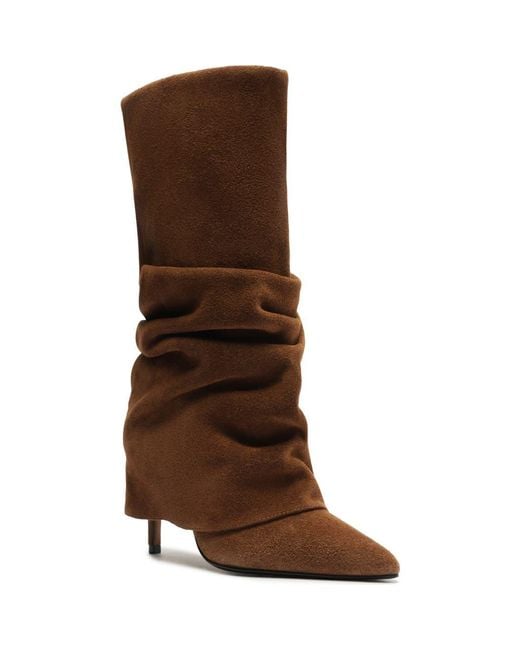 SCHUTZ SHOES Brown Mikki Up Cloak Pointed Toe Boot