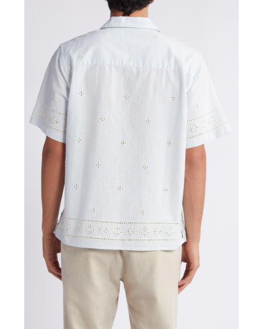 Wax London White Didcot Cotton & Linen Camp Shirt for men