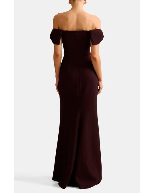 EVER NEW Red Kalee Bow Trim Off The Shoulder Gown