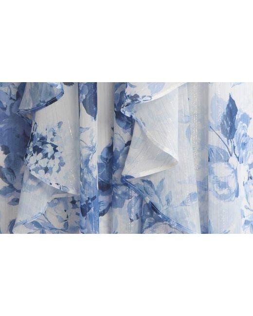 Eliza J Blue Floral Ruffle Strap Gown