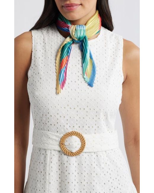 Echo Blue Painterly Composition Pleated Diamond Scarf