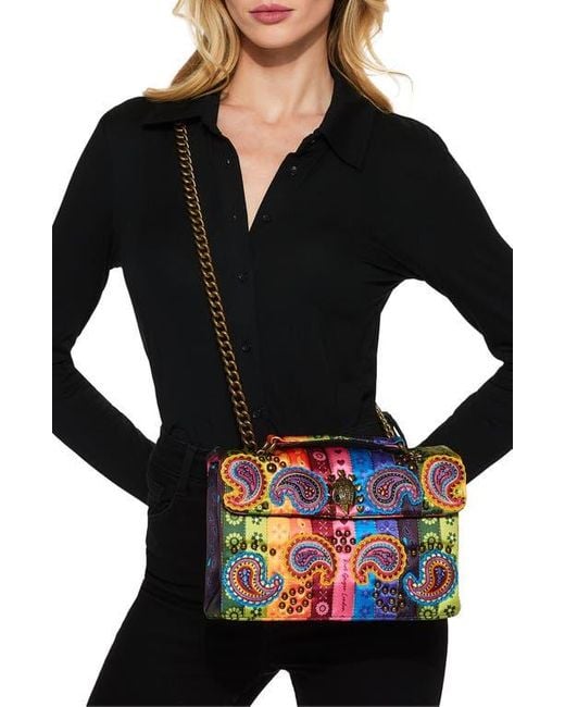 Kurt Geiger Red Kensington Quilted Paisley Convertible Shoulder Bag