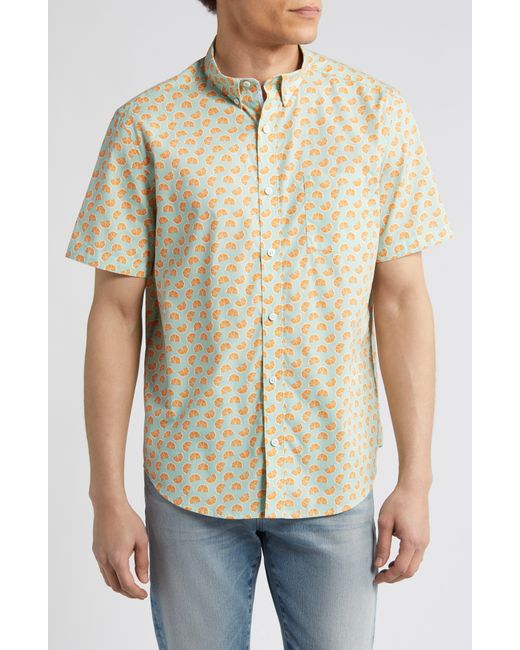Johnston & Murphy Natural Citrus Print Short Sleeve Cotton Button-down Shirt for men