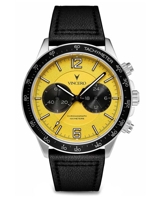 Vincero The Apex Sandstorm Chronograph Leather Strap Watch in