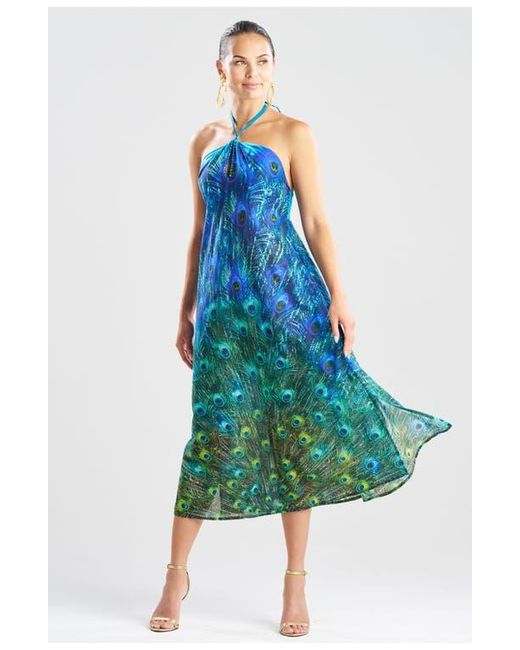 Natori Peacock Cotton Voile Maxi Dress W/ Beading in Blue | Lyst Natori Peacock Cotton Voile Maxi Dress W/ Beading in Blue | Lyst