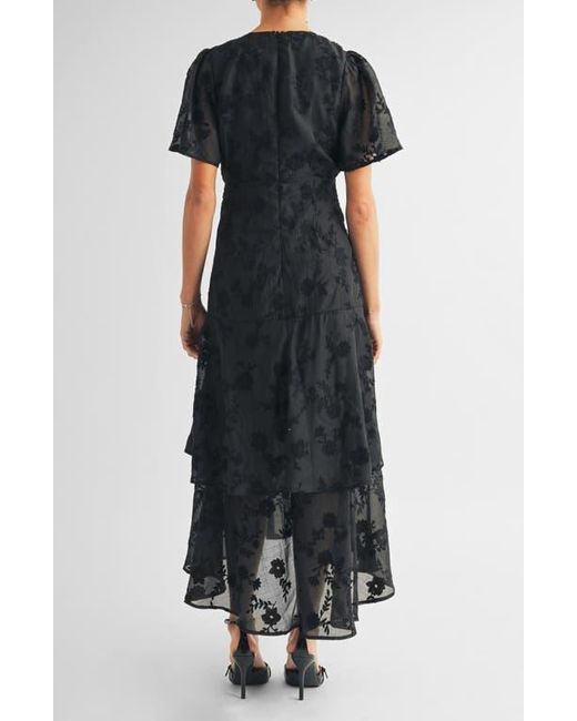 Arose Studio Black Londyn Flutter Sleeve Gown