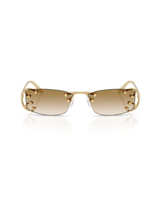 Prada Natural 52Mm Gradient Rectangular Sunglasses