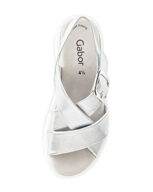 Gabor White Crossover Slingback Wedge Sandal