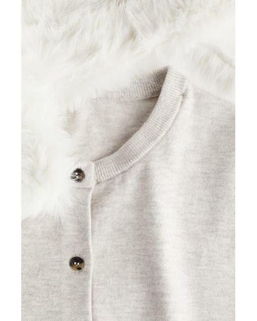 H&M White Collared Cardigan