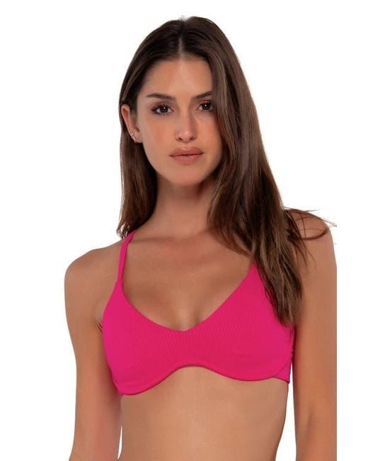 Sunsets Red Brooke U-Wire Bikini Swimsuit Top