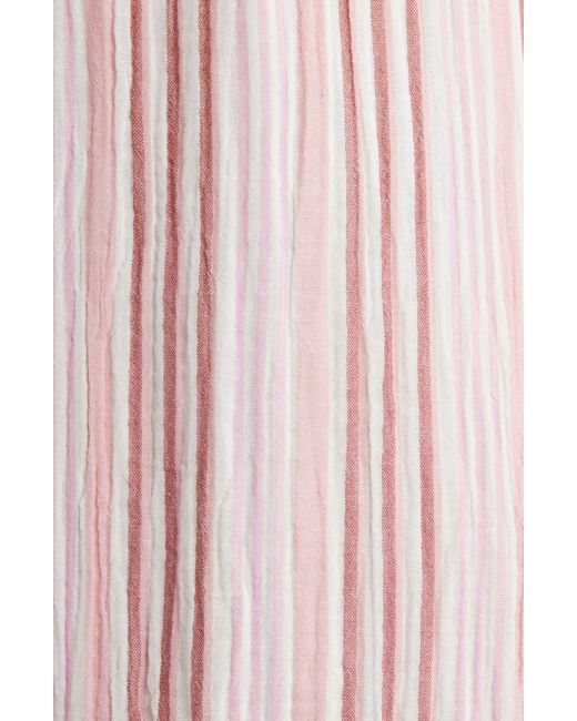 Caslon Pink Caslon(r) Stripe Cotton Gauze Shirtdress
