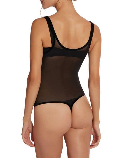 Wolford Black Tulle Forming Underbust Shaper Thong Bodysuit