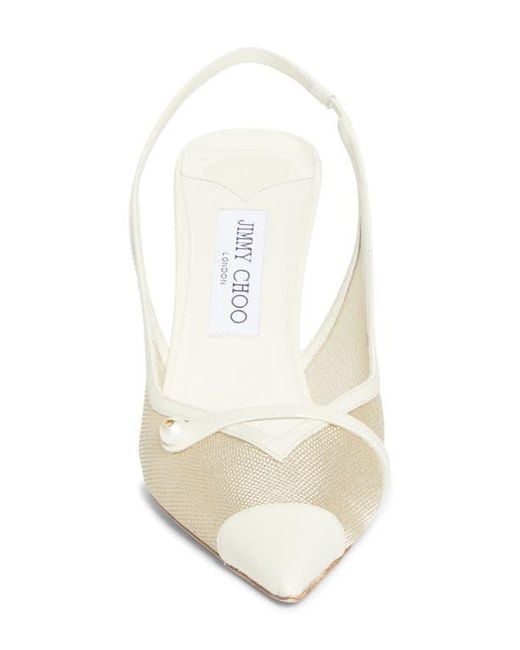 Jimmy Choo White Amita Pointed Cap Toe Slingback Pump