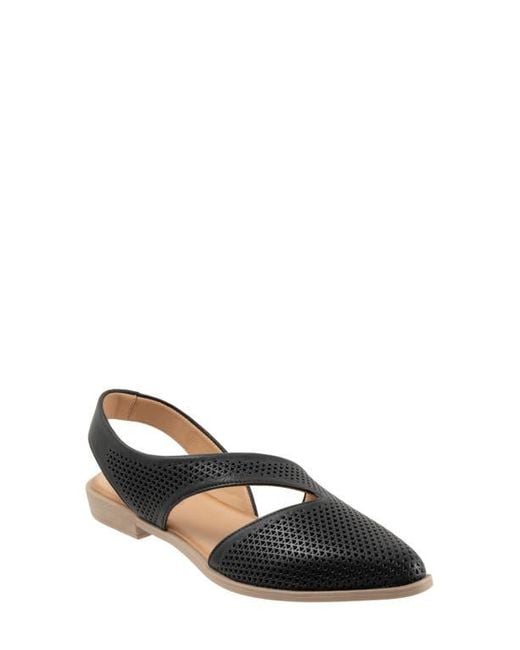 BUENO Black Bianca Perf Slingback Pointed Toe Flat