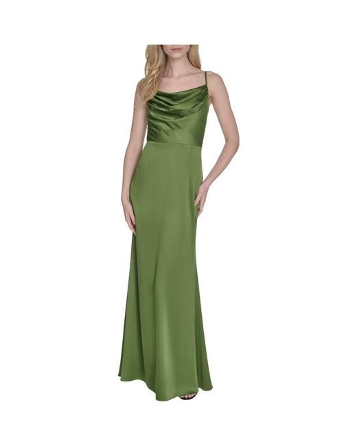 Vince Camuto Satin Cowl Neck Gown in Green | Lyst