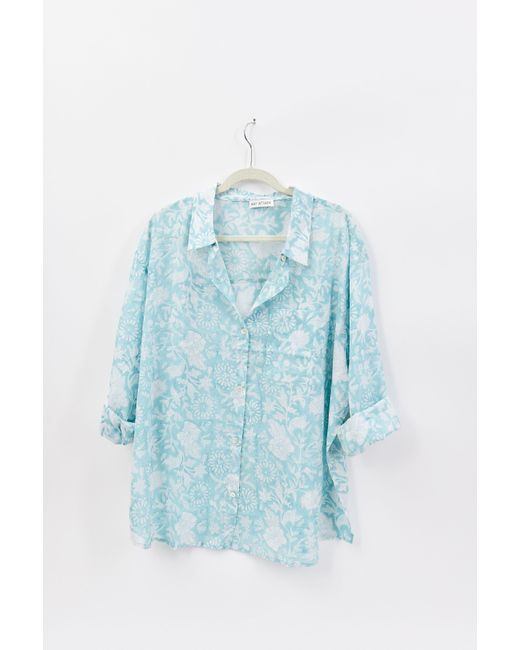 Hat Attack Blue Printed Beach Shirt