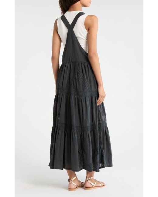 Lucky Brand Cutwork Detail Cotton Overall Maxi Dress | Lyst