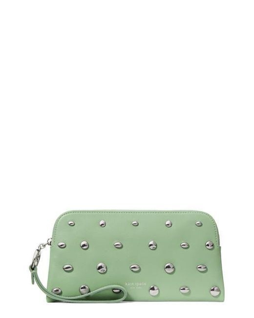Kate Spade Green Halo Studded Fine Grain Leather Wristlet
