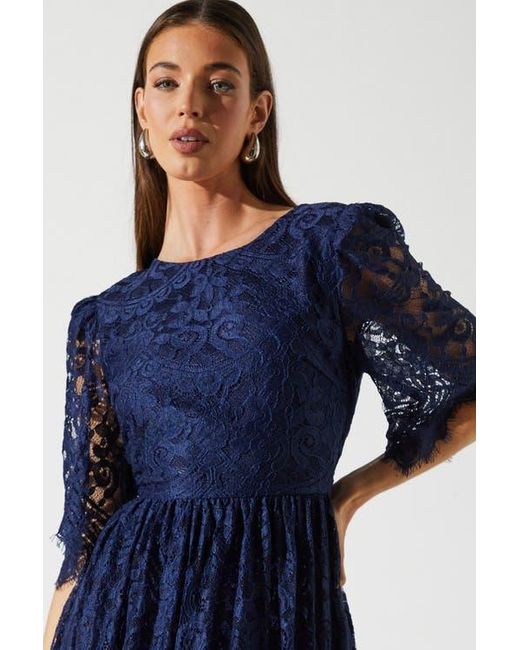 Coast Blue Lace Short Sleeve Midi Dress