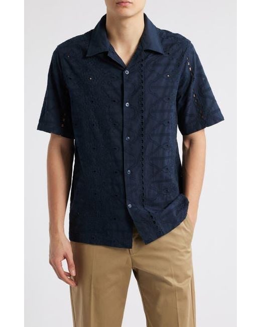 NN07 Blue Julio 5392 Eyelet Camp Shirt for men