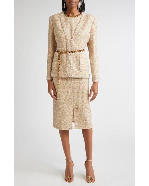 St. John Natural Tweed Jacket With Chain Belt