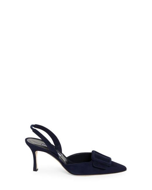 Manolo Blahnik Blue Maysli Pointed Toe Slingback Pump