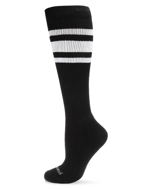 Memoi Black Stripe Performance Knee High Compression Socks