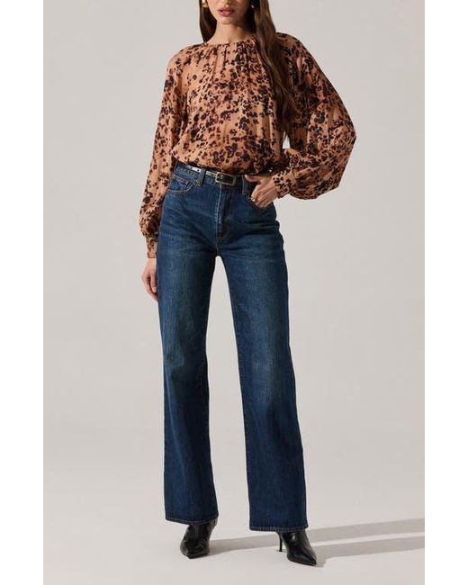 Astr Blue Reyen Long Sleeve Top