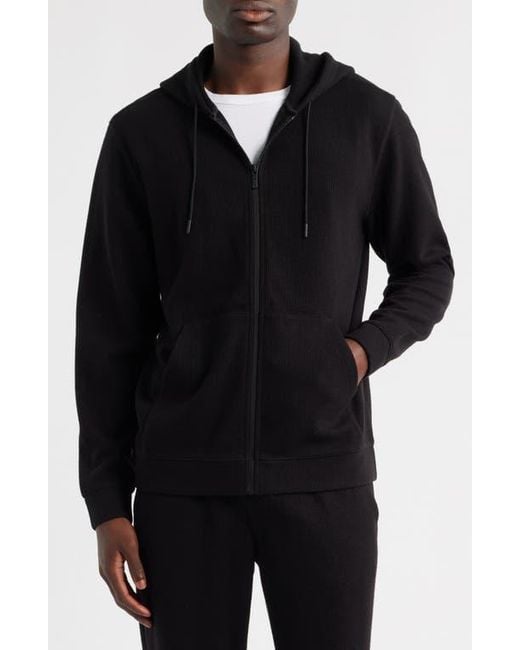 Zella Black Waffle Knit Zip-Up Hoodie for men