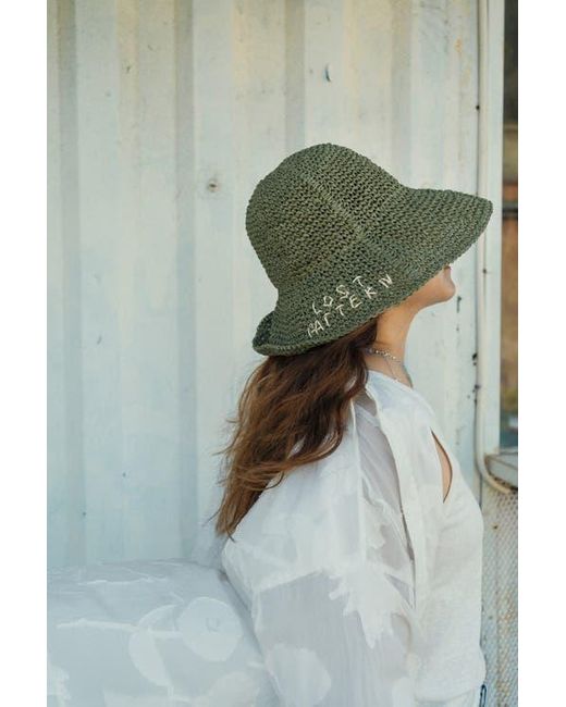 Lost Pattern Green Wanderlight Packable Straw Hat
